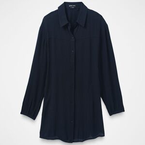 PrAna Fernie Black Gauze Button Down Beach Coverup Shirt Tunic Size Medium